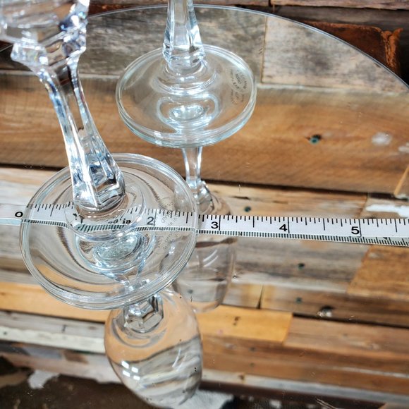 24% Lead Crystal Hand-Blown Glass Champagne Flutes - Pair - 6-Sided Stem - #2 - Picture 8 of 8